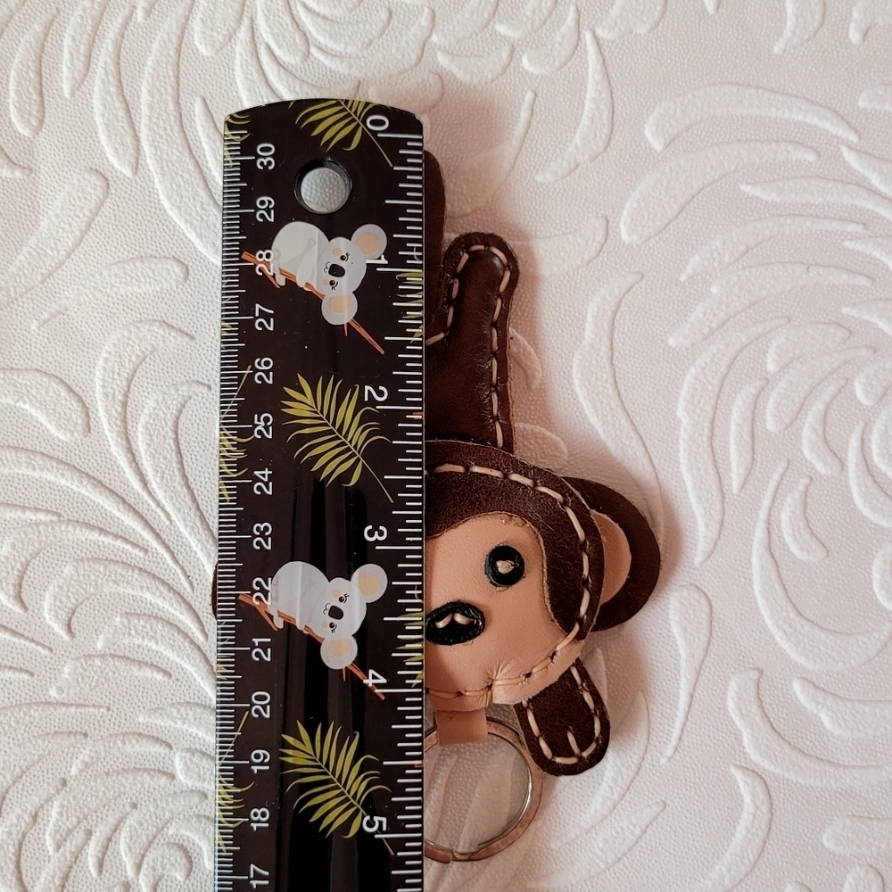Leather Key Holder Monkey Chocolate - Picture 5 of 5